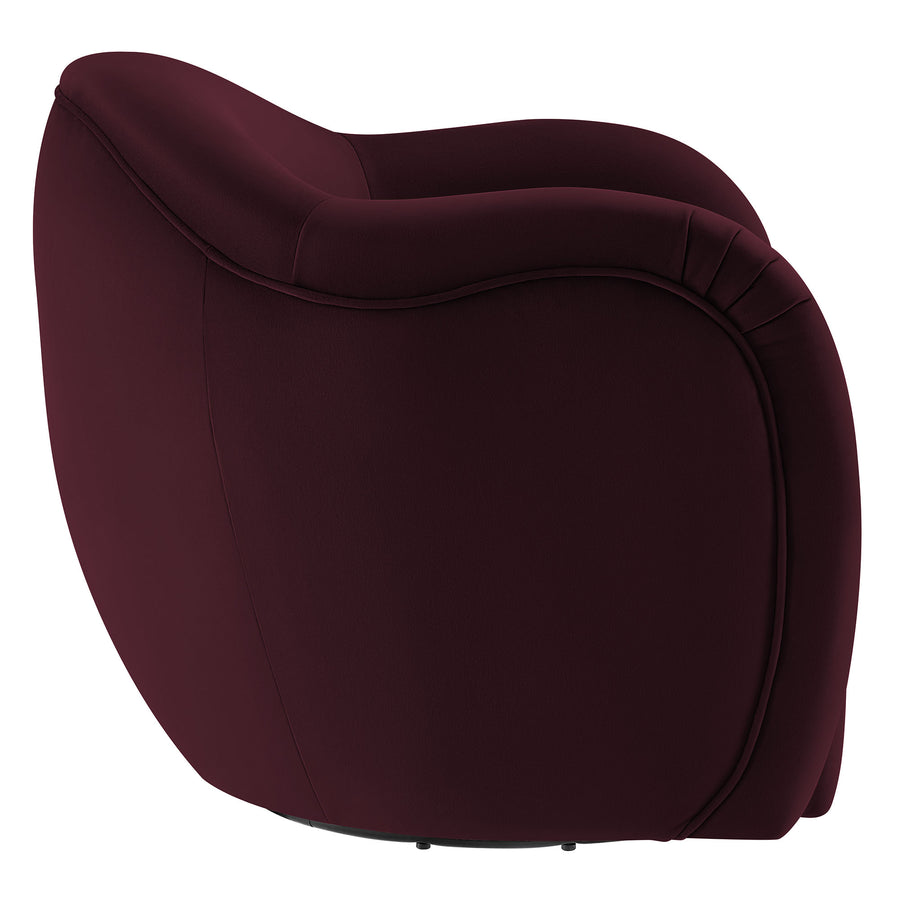 Linus Performance Velvet Swivel Armchair in Mulberry
