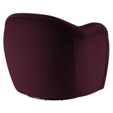 Linus Performance Velvet Swivel Armchair in Mulberry