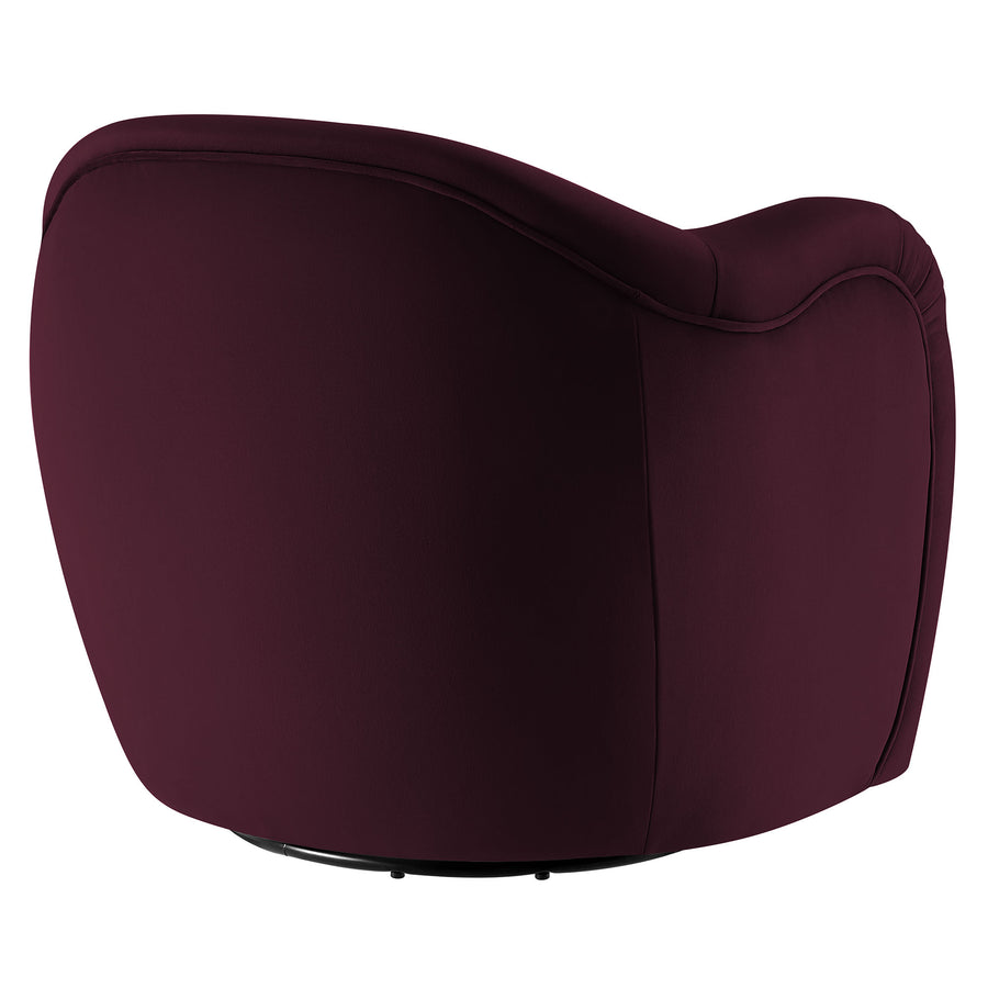 Linus Performance Velvet Swivel Armchair in Mulberry