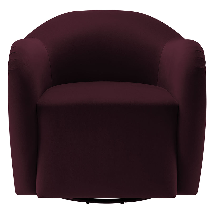 Linus Performance Velvet Swivel Armchair in Mulberry