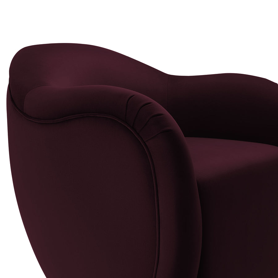 Linus Performance Velvet Swivel Armchair in Mulberry
