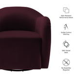Linus Performance Velvet Swivel Armchair in Mulberry