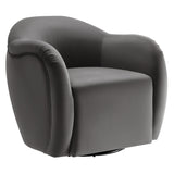 Linus Performance Velvet Swivel Armchair in Storm Gray