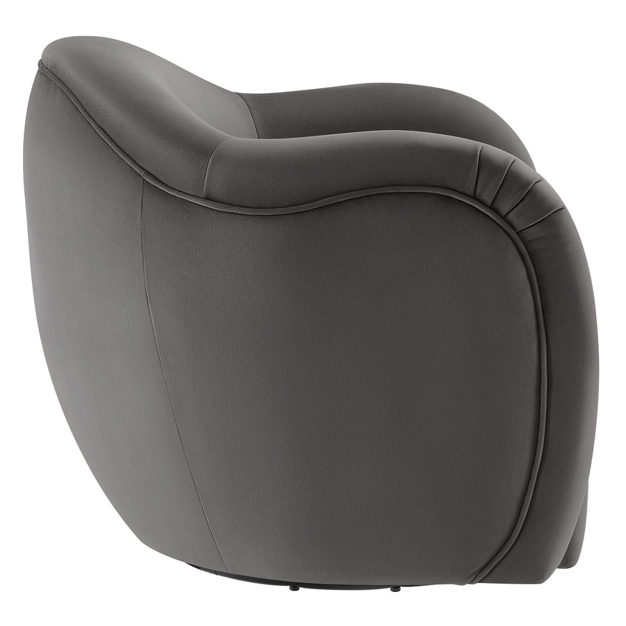 Linus Performance Velvet Swivel Armchair in Storm Gray