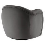 Linus Performance Velvet Swivel Armchair in Storm Gray