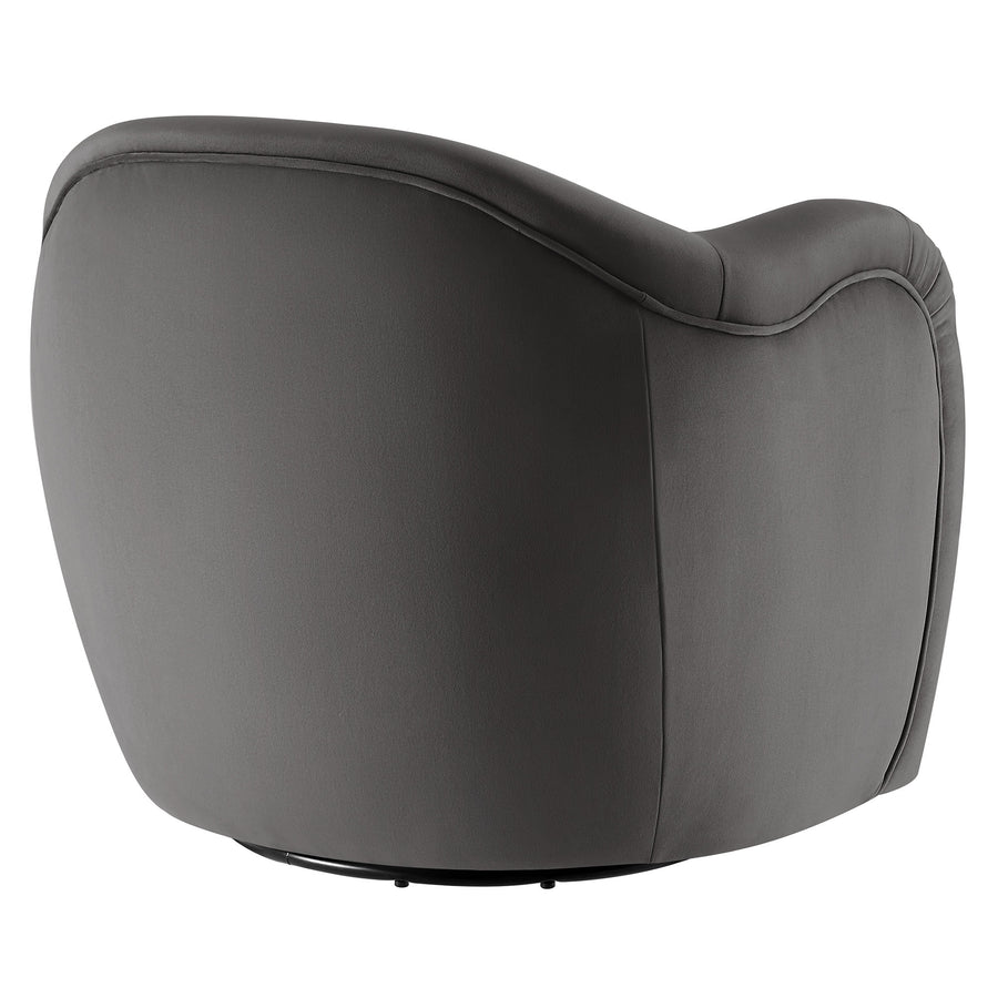 Linus Performance Velvet Swivel Armchair in Storm Gray