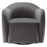 Linus Performance Velvet Swivel Armchair in Storm Gray