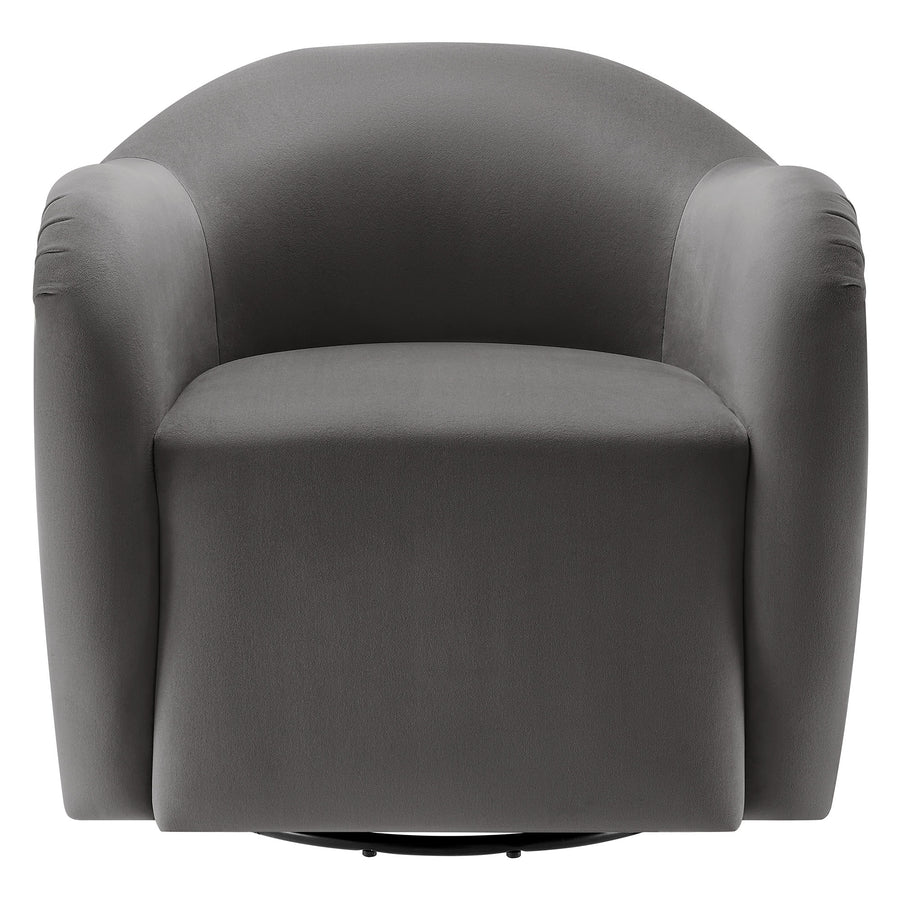 Linus Performance Velvet Swivel Armchair in Storm Gray