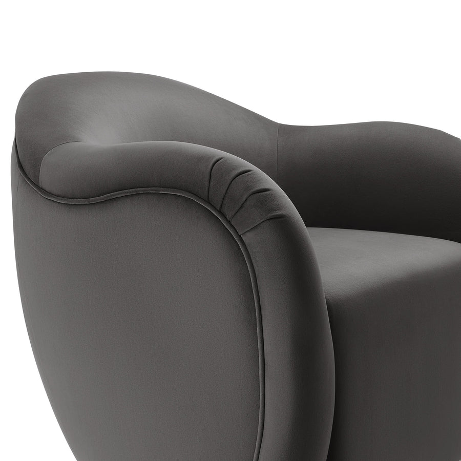 Linus Performance Velvet Swivel Armchair in Storm Gray