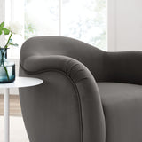 Linus Performance Velvet Swivel Armchair in Storm Gray