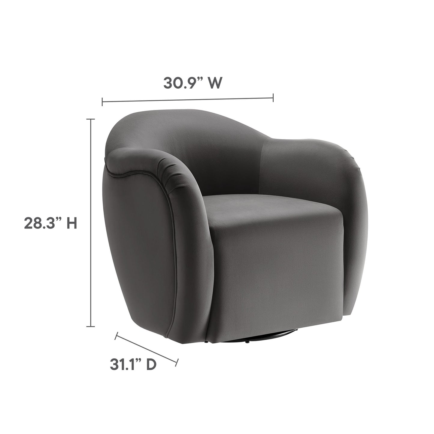 Compose Performance Velvet Swivel Armchair by Furniture For America