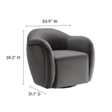 Linus Performance Velvet Swivel Armchair in Storm Gray