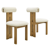 Svendborg Boucle Fabric Dining Chair Set of 2 in French Oak Ivory