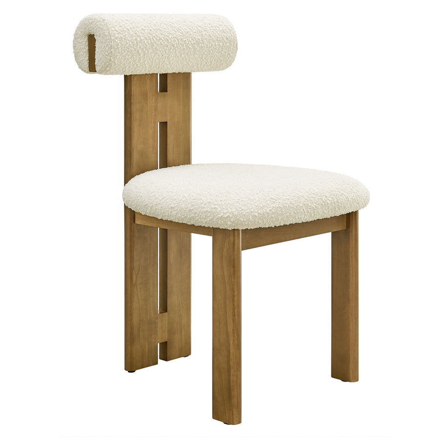 Svendborg Boucle Fabric Dining Chair Set of 2 in French Oak Ivory