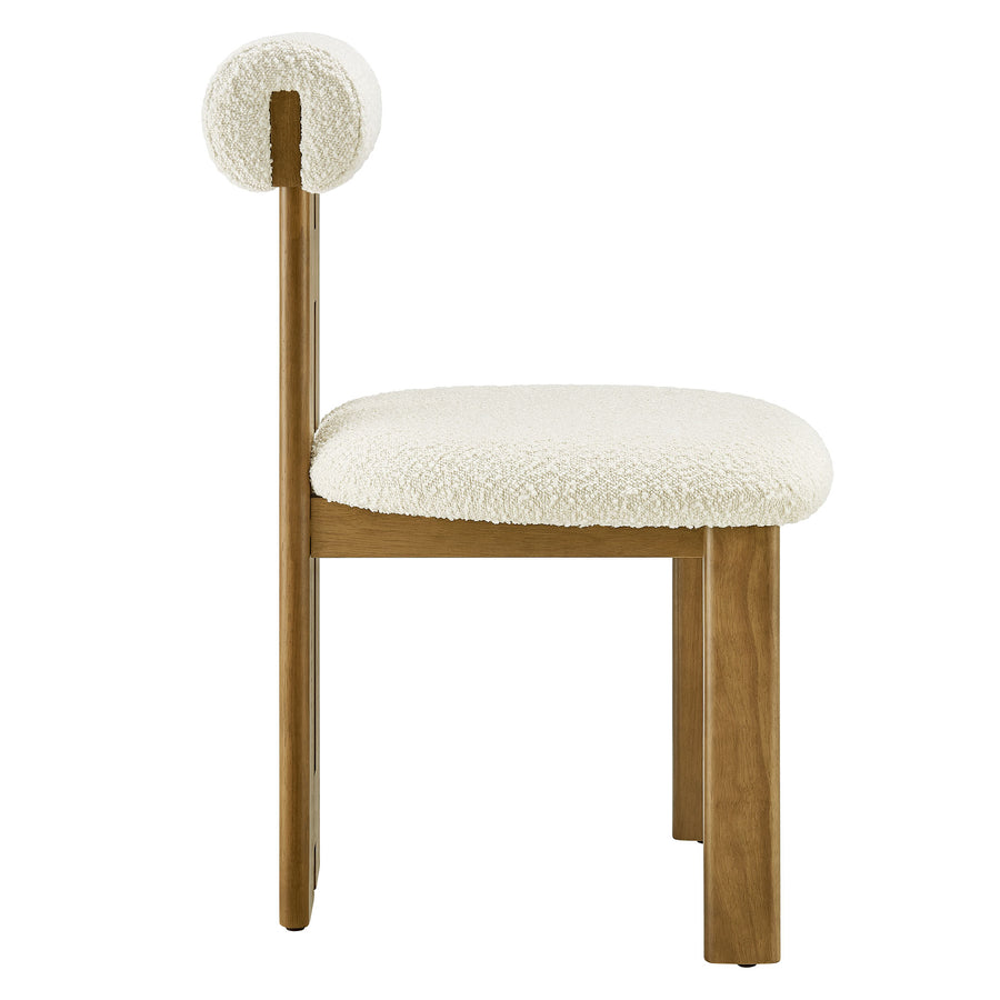 Svendborg Boucle Fabric Dining Chair Set of 2 in French Oak Ivory