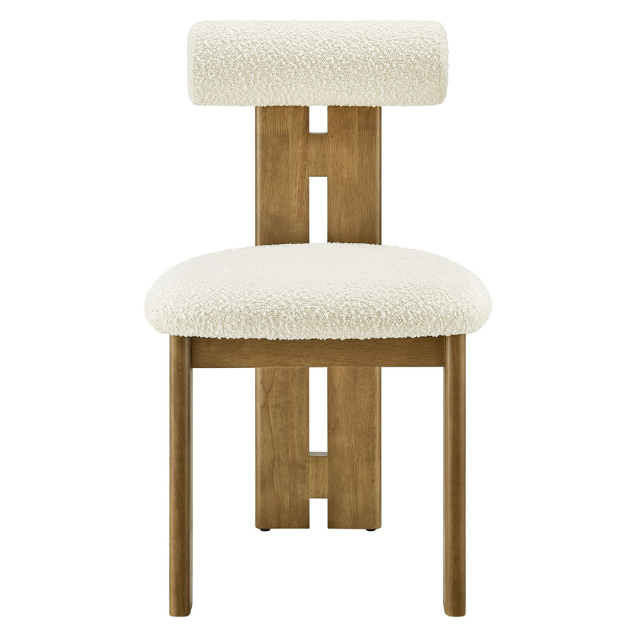 Svendborg Boucle Fabric Dining Chair Set of 2 in French Oak Ivory