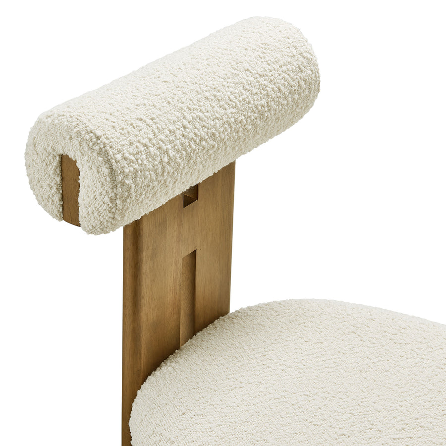 Svendborg Boucle Fabric Dining Chair Set of 2 in French Oak Ivory