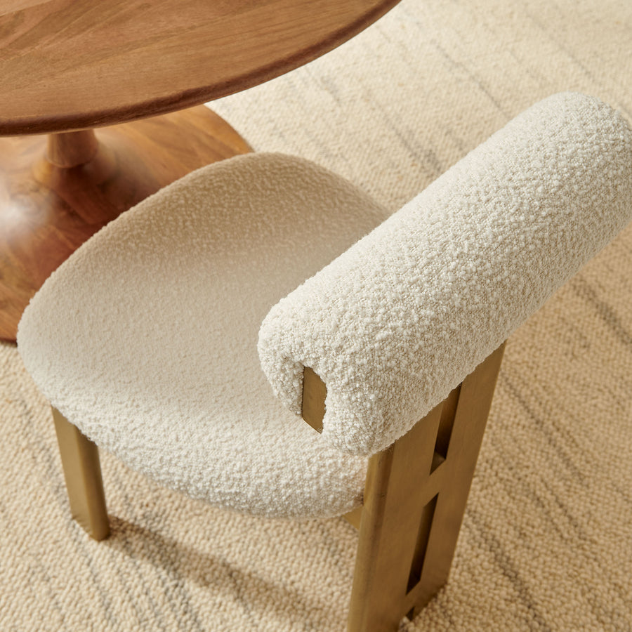 Svendborg Boucle Fabric Dining Chair Set of 2 in French Oak Ivory