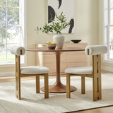 Svendborg Boucle Fabric Dining Chair Set of 2 in French Oak Ivory