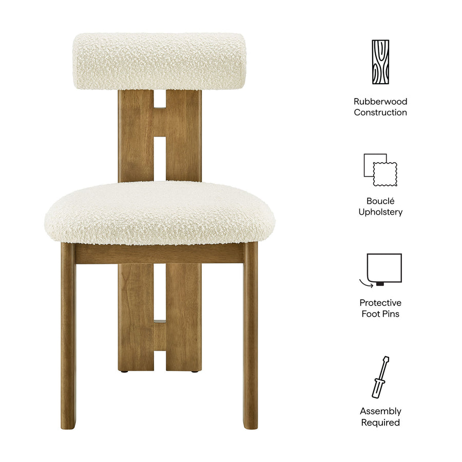 Svendborg Boucle Fabric Dining Chair Set of 2 in French Oak Ivory