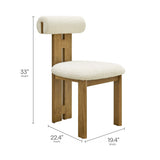 Svendborg Boucle Fabric Dining Chair Set of 2 in French Oak Ivory