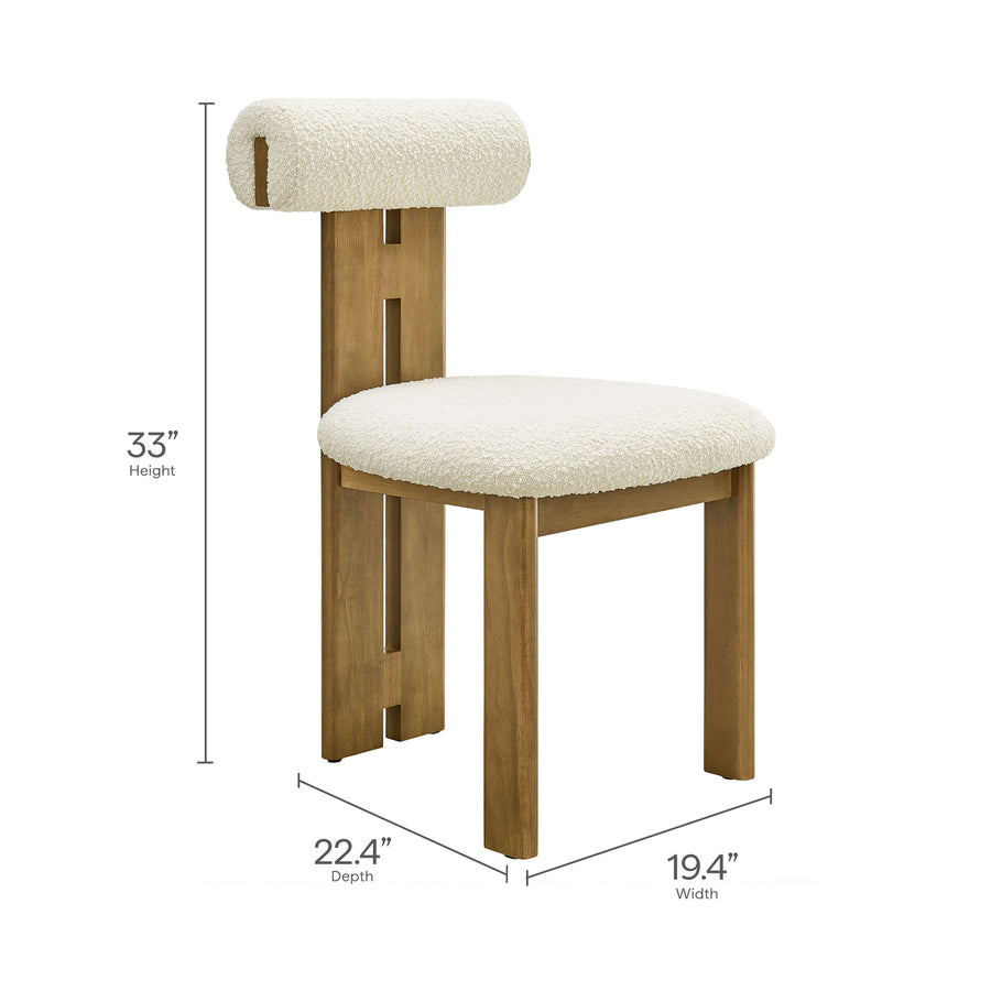 Svendborg Boucle Fabric Dining Chair Set of 2 in French Oak Ivory