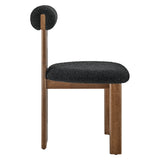 Svendborg Boucle Fabric Dining Chair Set of 2 in Walnut Black