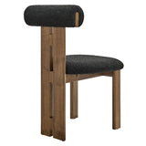 Svendborg Boucle Fabric Dining Chair Set of 2 in Walnut Black