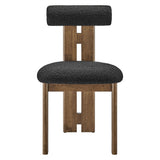 Svendborg Boucle Fabric Dining Chair Set of 2 in Walnut Black