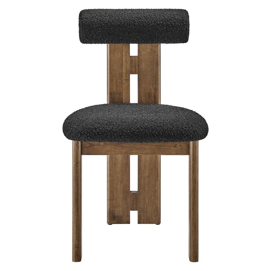 Svendborg Boucle Fabric Dining Chair Set of 2 in Walnut Black