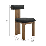Svendborg Boucle Fabric Dining Chair Set of 2 in Walnut Black