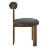Svendborg Boucle Fabric Dining Chair Set of 2 in Walnut Charcoal
