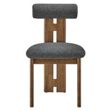 Svendborg Boucle Fabric Dining Chair Set of 2 in Walnut Charcoal