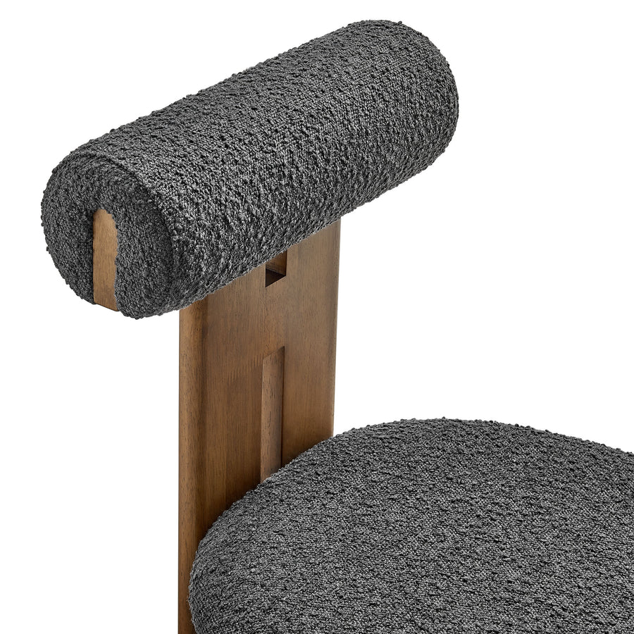 Svendborg Boucle Fabric Dining Chair Set of 2 in Walnut Charcoal