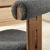 Svendborg Boucle Fabric Dining Chair Set of 2 in Walnut Charcoal