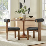 Svendborg Boucle Fabric Dining Chair Set of 2 in Walnut Charcoal