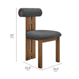 Svendborg Boucle Fabric Dining Chair Set of 2 in Walnut Charcoal