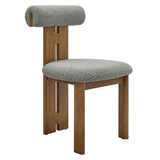 Svendborg Boucle Fabric Dining Chair Set of 2 in Walnut Light Gray
