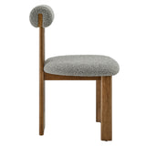 Svendborg Boucle Fabric Dining Chair Set of 2 in Walnut Light Gray