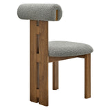 Svendborg Boucle Fabric Dining Chair Set of 2 in Walnut Light Gray