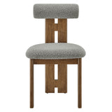 Svendborg Boucle Fabric Dining Chair Set of 2 in Walnut Light Gray