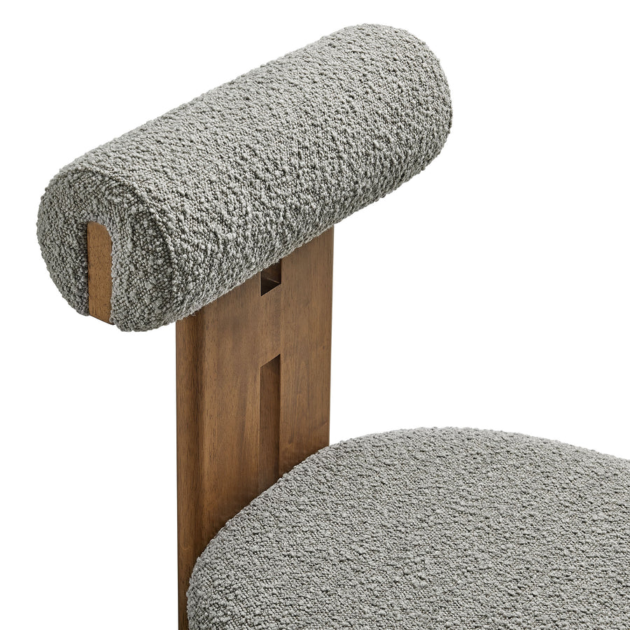 Svendborg Boucle Fabric Dining Chair Set of 2 in Walnut Light Gray