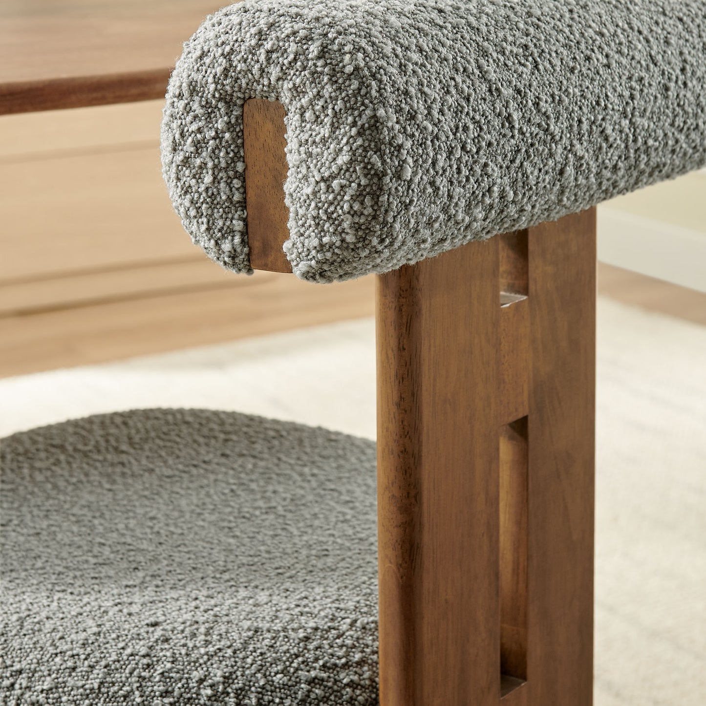 Torian Boucle Fabric Dining Chair Set of 2 by Furniture for America