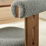 Svendborg Boucle Fabric Dining Chair Set of 2 in Walnut Light Gray