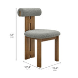 Svendborg Boucle Fabric Dining Chair Set of 2 in Walnut Light Gray