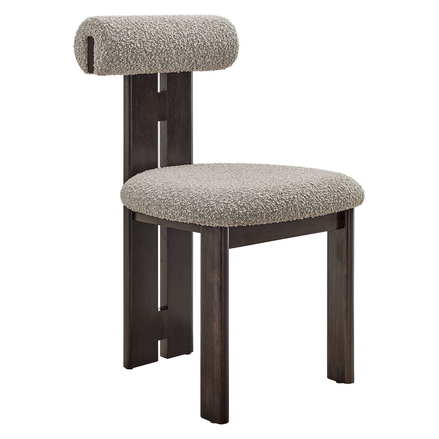 Svendborg Boucle Fabric Dining Chair Set of 2 in Wenge Taupe