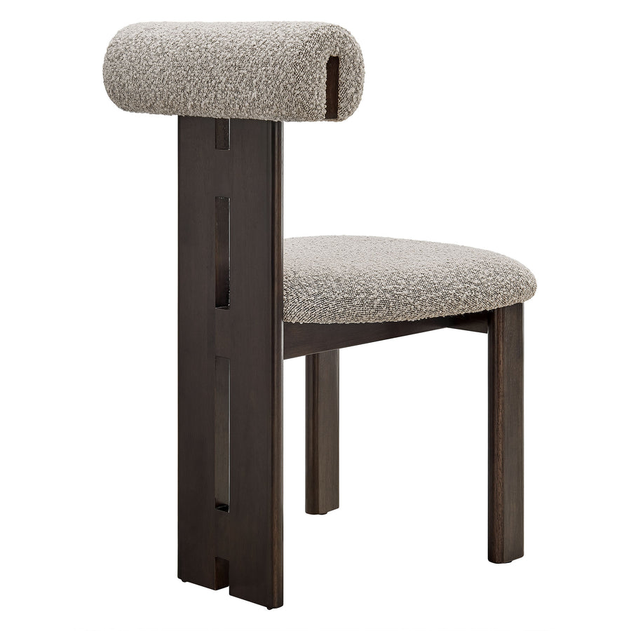 Svendborg Boucle Fabric Dining Chair Set of 2 in Wenge Taupe