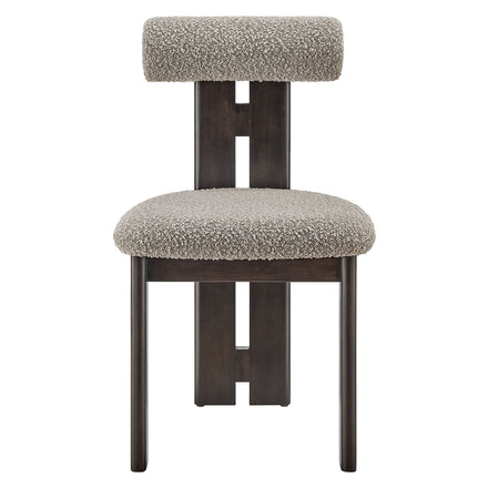 Torian Boucle Fabric Dining Chair Set of 2 in Wenge Taupe