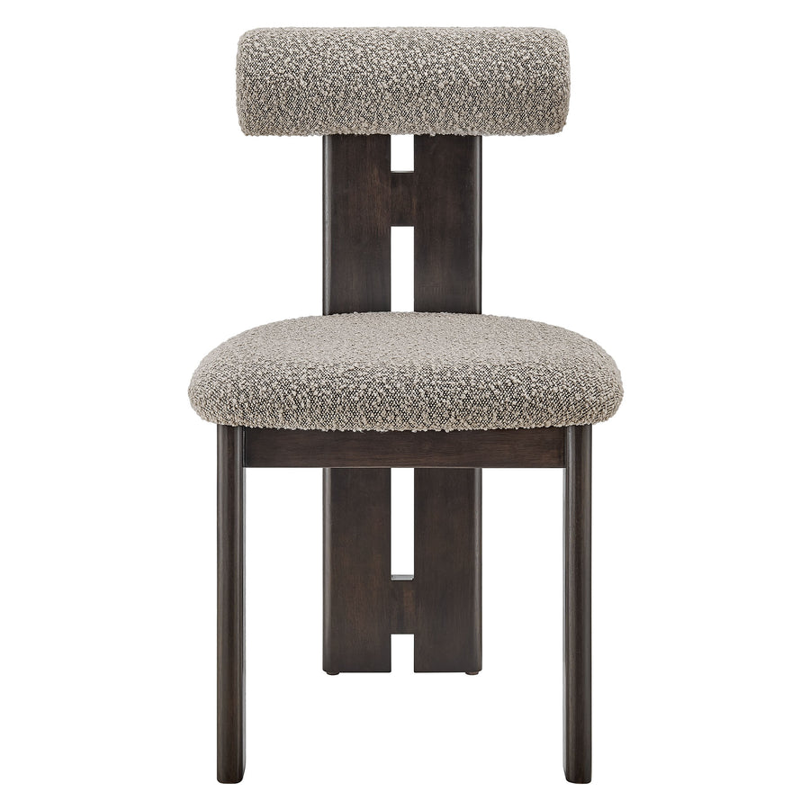 Svendborg Boucle Fabric Dining Chair Set of 2 in Wenge Taupe