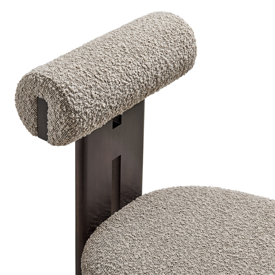 Svendborg Boucle Fabric Dining Chair Set of 2 in Wenge Taupe